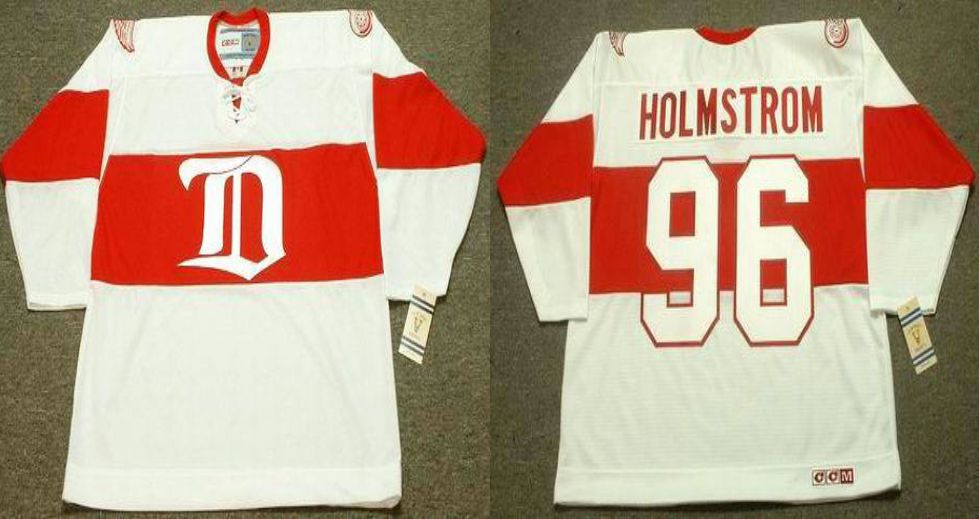 2019 Men Detroit Red Wings 96 Holmstrom White CCM NHL jerseys